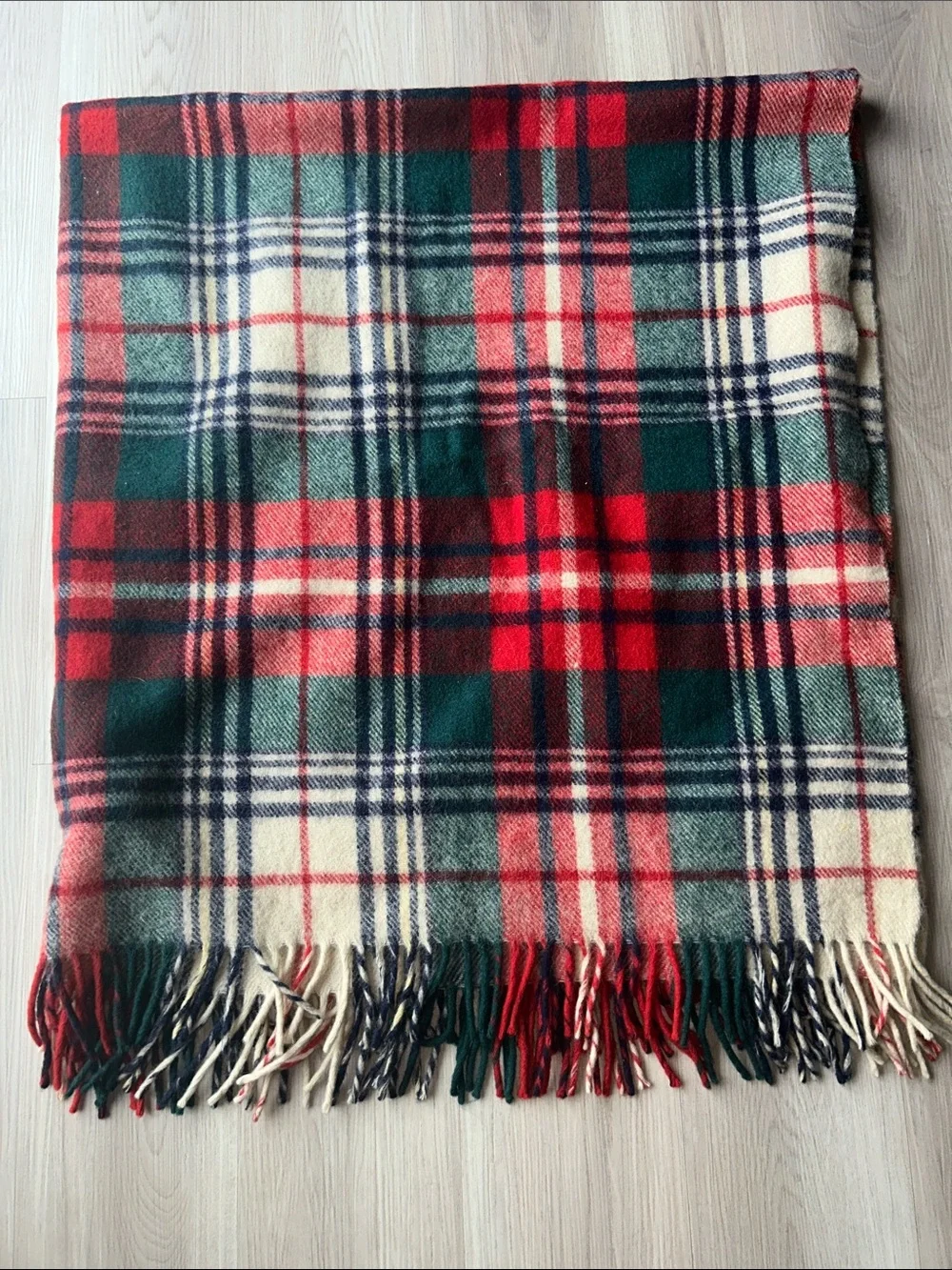 Troy Robe Plaid Wool Blanket FringeVintage Throw Cutter Blanket Craft Horse